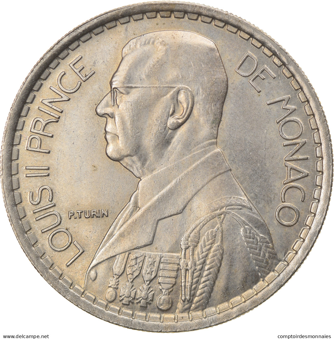 Monnaie, Monaco, Louis II, 20 Francs, Vingt, 1947, Poissy, TTB, Copper-nickel - 1922-1949 Luigi II