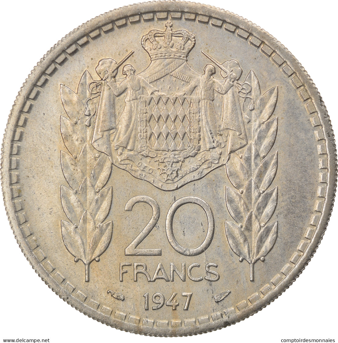 Monnaie, Monaco, Louis II, 20 Francs, Vingt, 1947, Poissy, TTB, Copper-nickel - 1922-1949 Luigi II