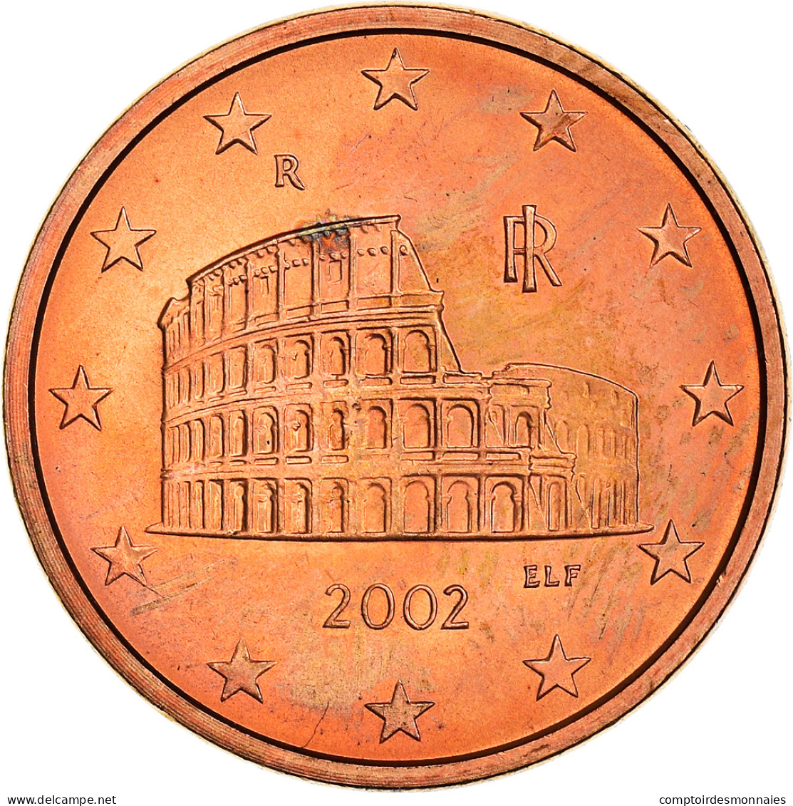 Italie, 5 Euro Cent, The Flavius Amphitheatre, 2002, SPL+, Copper Plated Steel - Italy