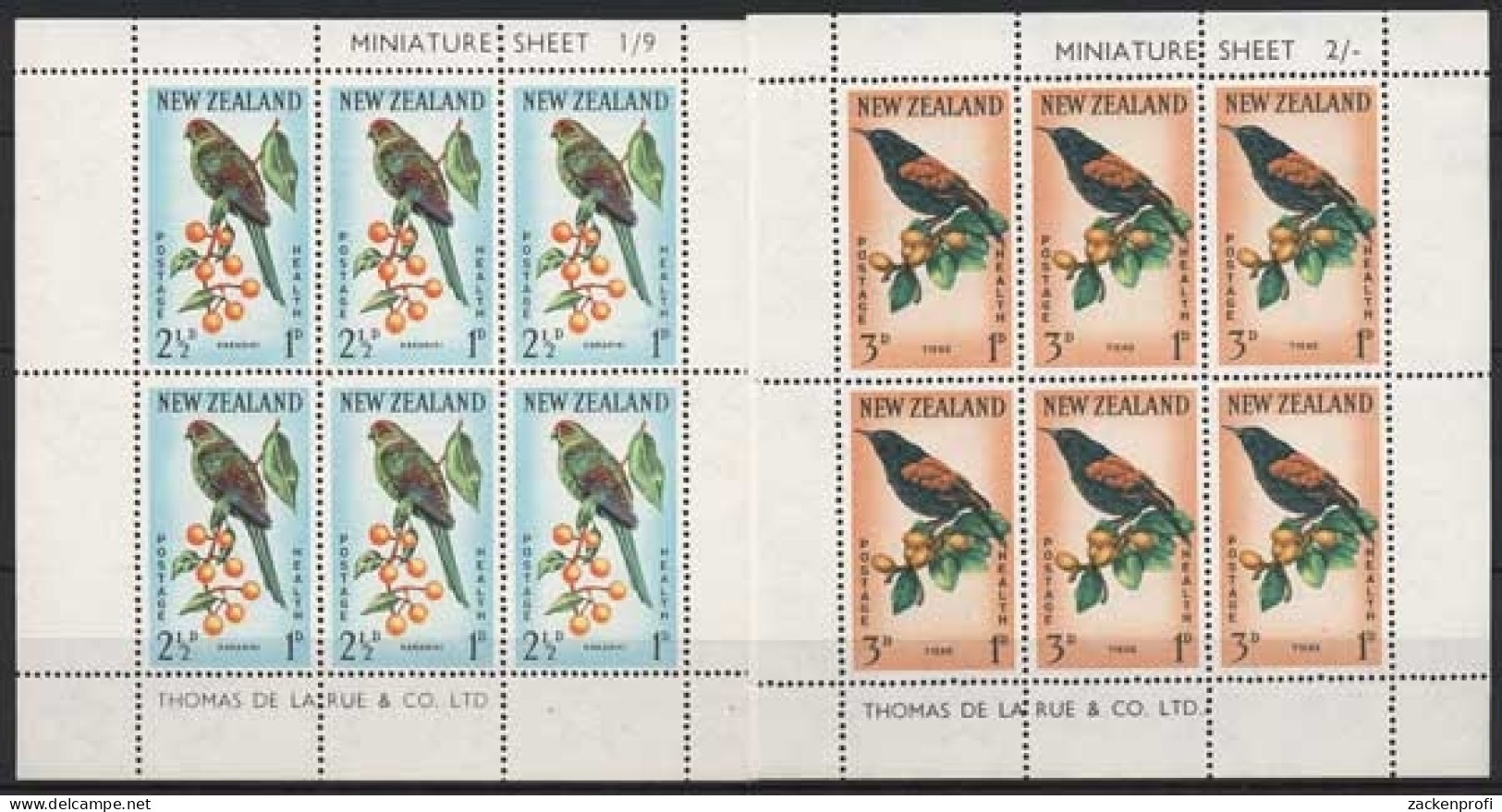Neuseeland 1962 Gesundheit Vögel Ziegensittich 422/23 K Postfrisch (C25828) - Hojas Bloque