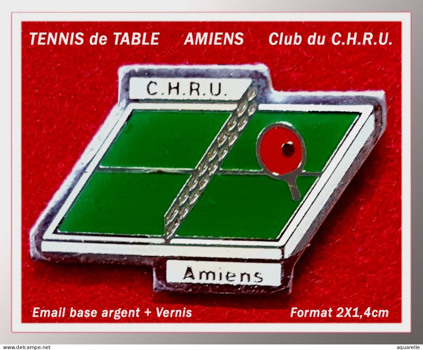 SUPER PIN'S CLUB TENNIS De TABLE Du CHRU D'AMIENS En émail Base Or, Format 2,5X1,5cm - Tennis Tavolo