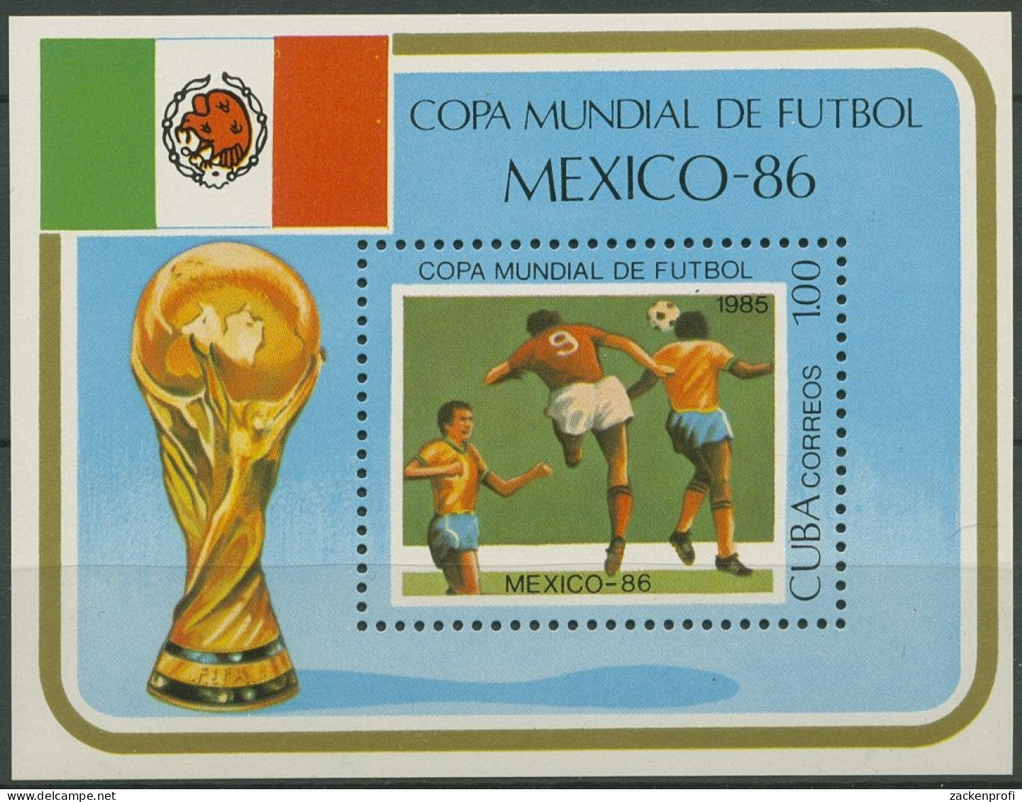Kuba 1985 Fußball-WM Mexiko Block 88 Postfrisch (C94078) - Blocks & Sheetlets
