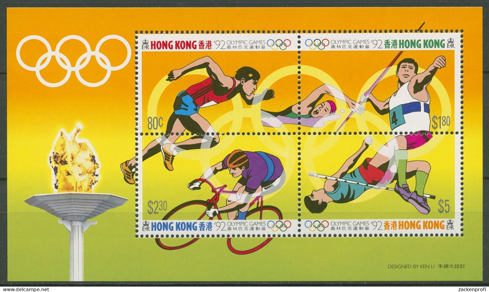 Hongkong 1992 Olympiade Barcelona: Sportarten Block 21 Postfrisch (C30070) - Blocs-feuillets