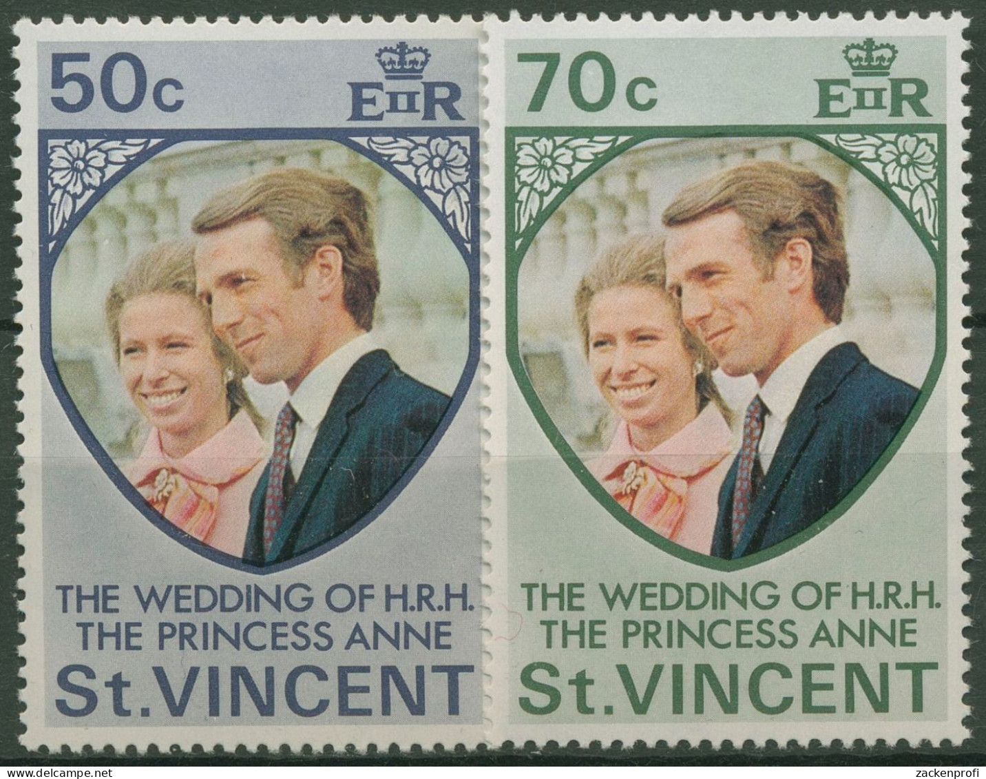 St. Vincent 1973 Hochzeit Prinzessin Anne & Mark Phillips 337/38 Postfrisch - St.Vincent (...-1979)