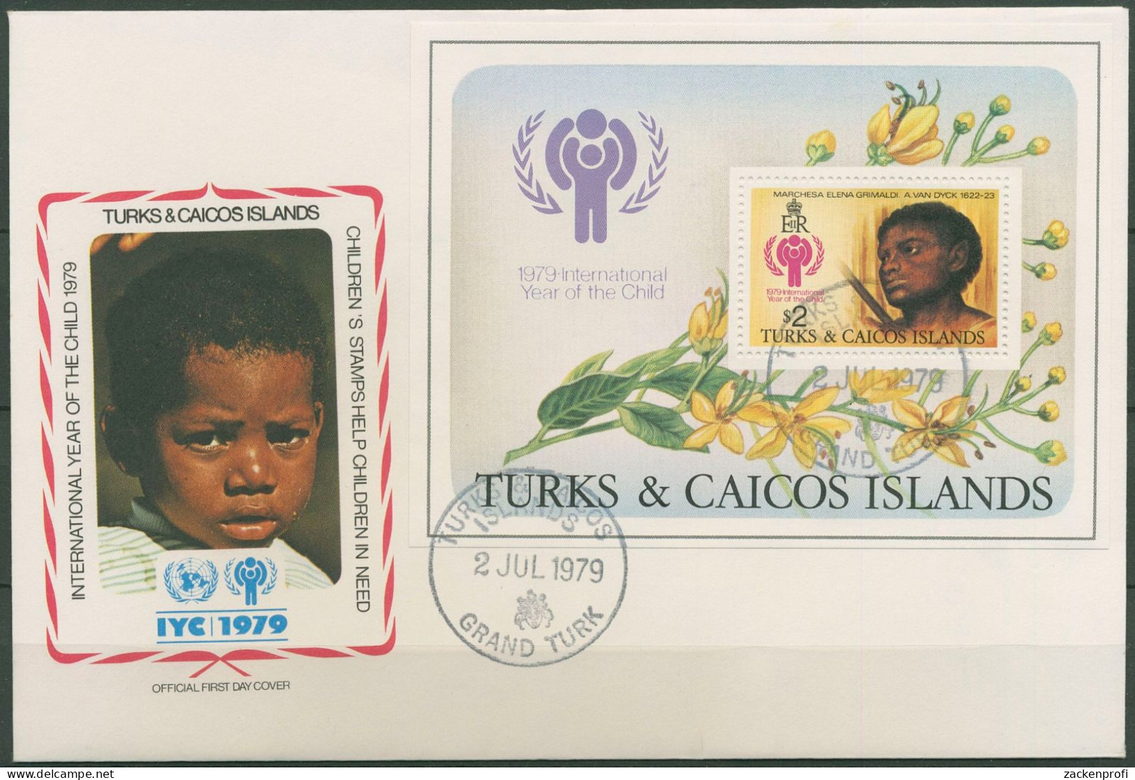 Turks- Und Caicos-Inseln 1979 Jahr Des Kindes Block 15 FDC (X62069) - Turks & Caicos