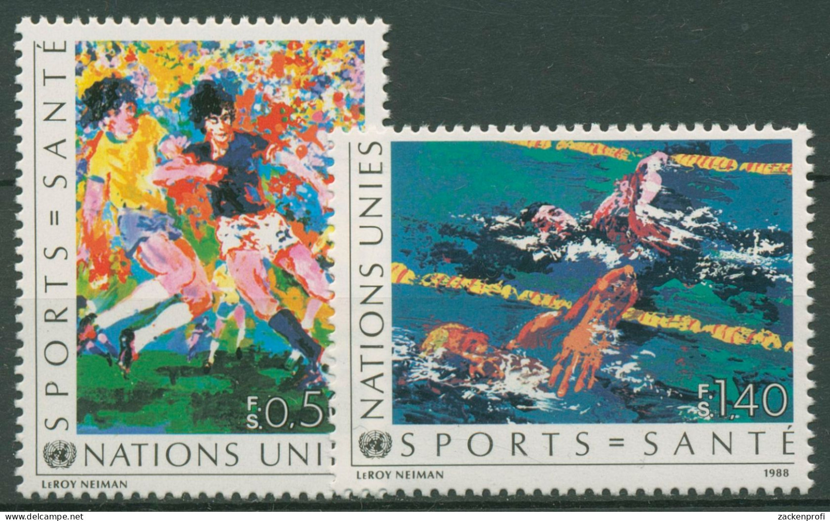 UNO Genf 1988 Gesundheit Sport Fußball Schwimmen 169/70 Postfrisch - Unused Stamps