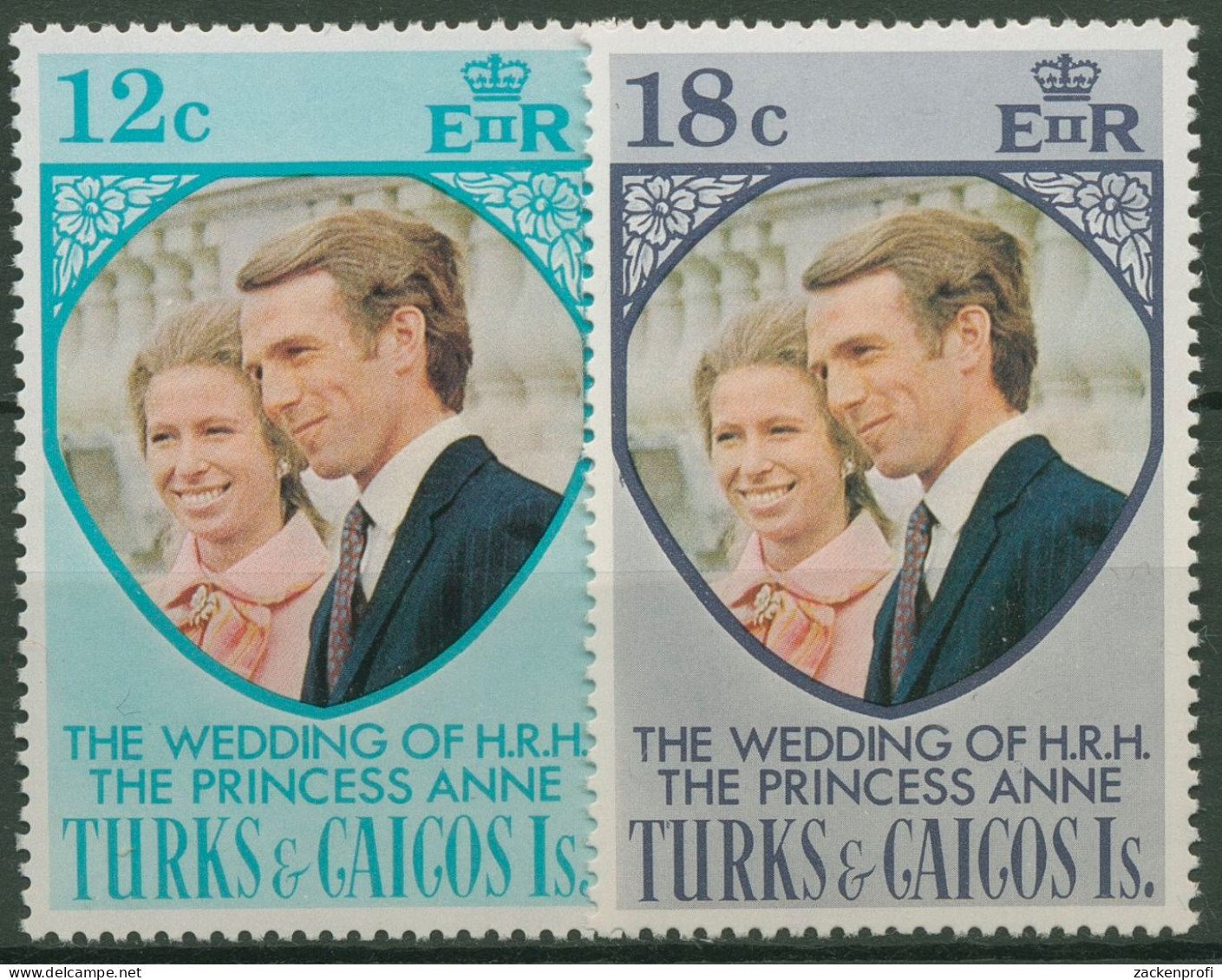 Turks- Und Caicos-Inseln 1973 Hochzeit Prinzessin Anne 328/29 Postfrisch - Turks & Caicos (I. Turques Et Caïques)
