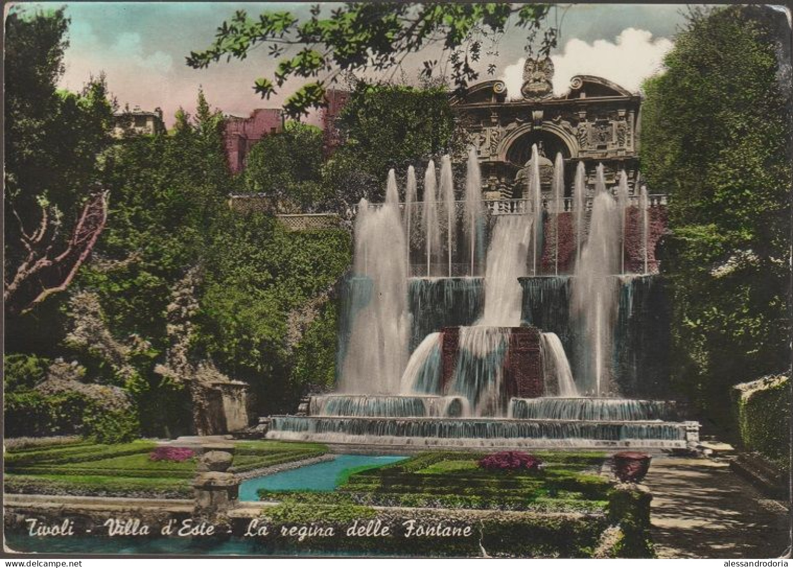 Cartolina Viaggiata Affrancata Francobollo Rimosso Tivoli Villa D'Este La Regina Delle Fontane - Tivoli