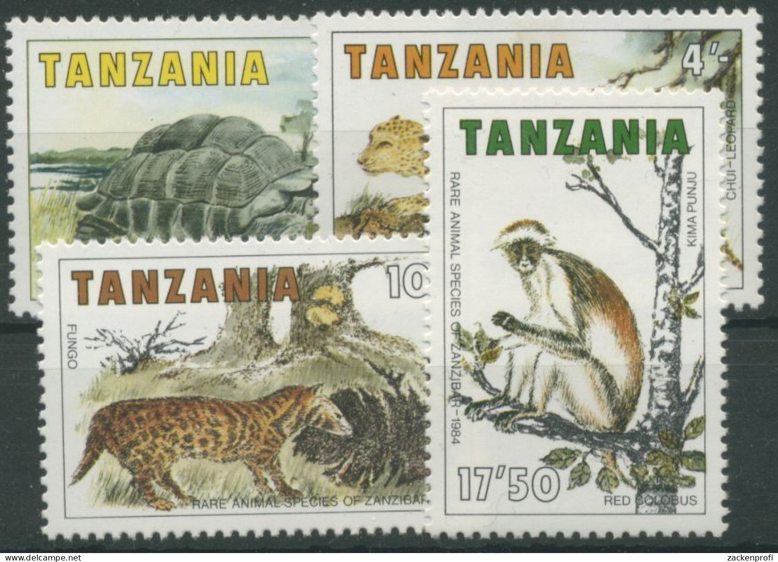 Tansania 1985 Tiere Von Sansibar Schildkröte Zibetkatze 258/61 Postfrisch - Tanzania (1964-...)