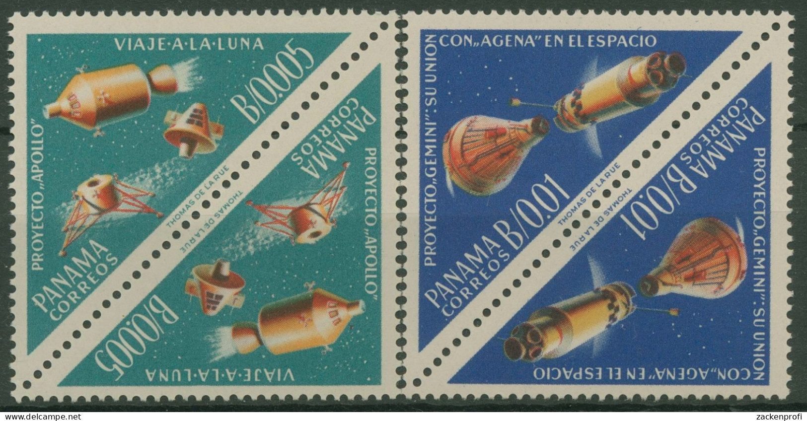 Panama 1964 Raumfahrt Apollo Gemini Kehrdruckpaare 724/25 KD Postfrisch - Panamá