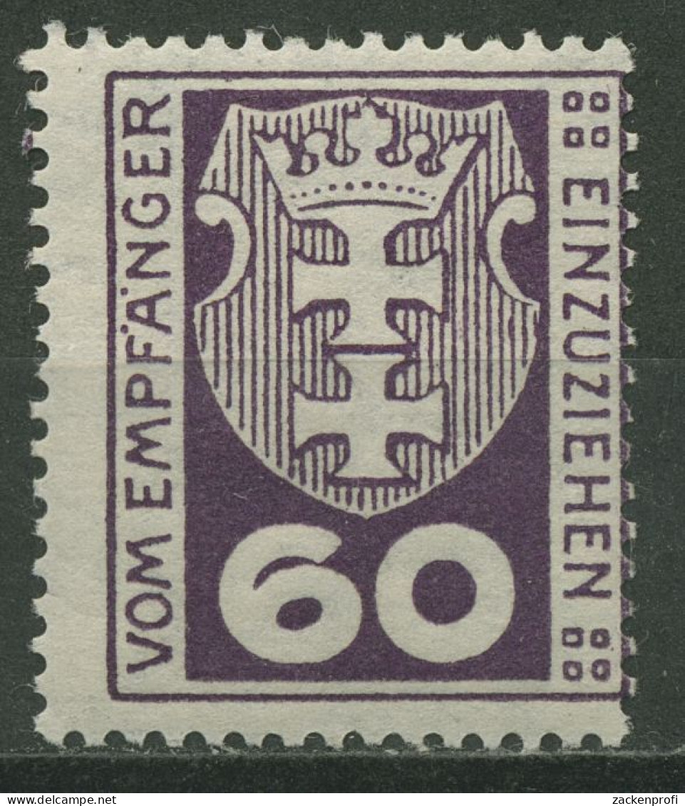 Danzig Portomarken 1921 Kleines Wappen Von Danzig P 4 A Mit Falz Geprüft - Strafport