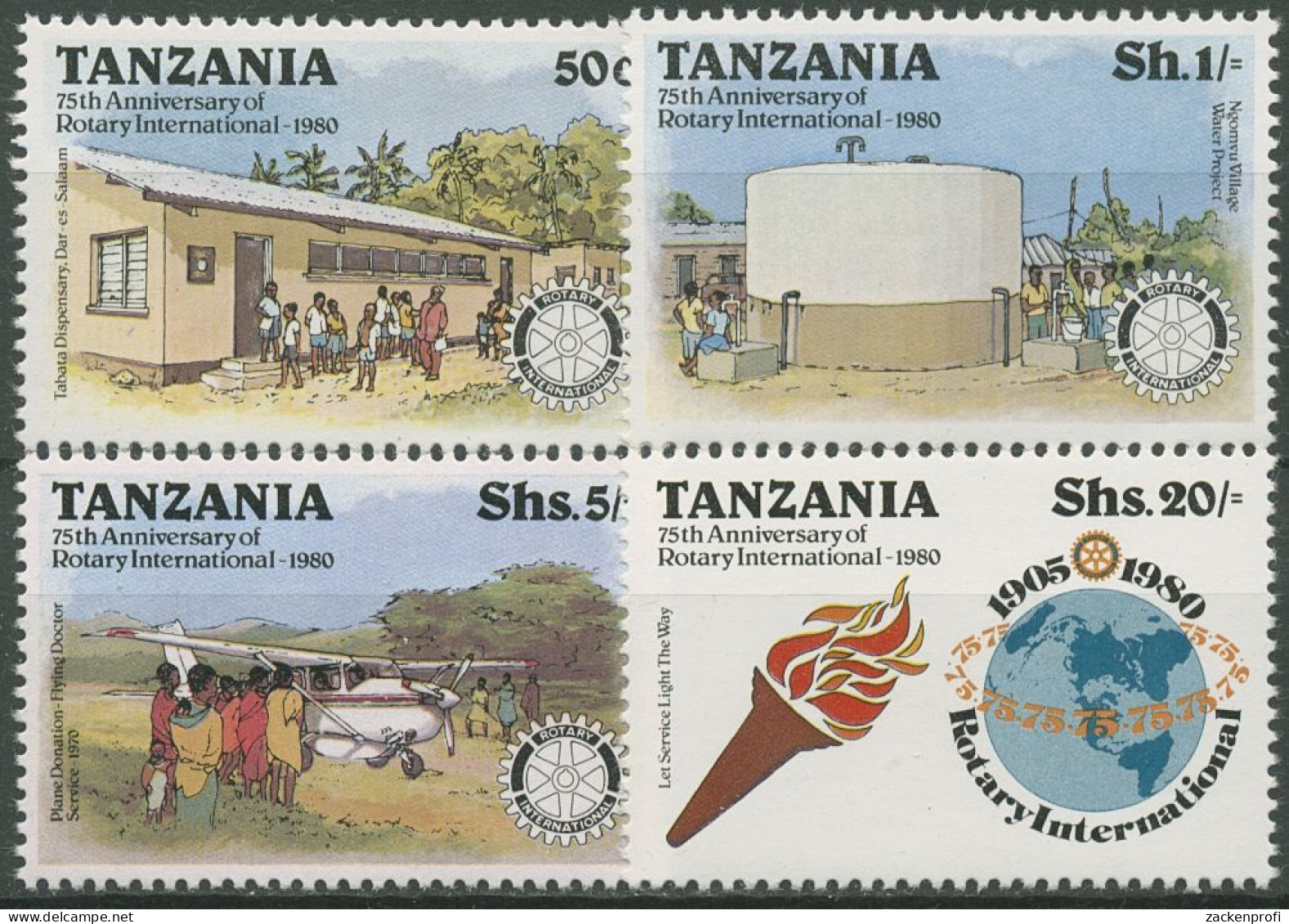 Tansania 1980 75 Jahre Rotary International 137/40 A Postfrisch - Tanzania (1964-...)
