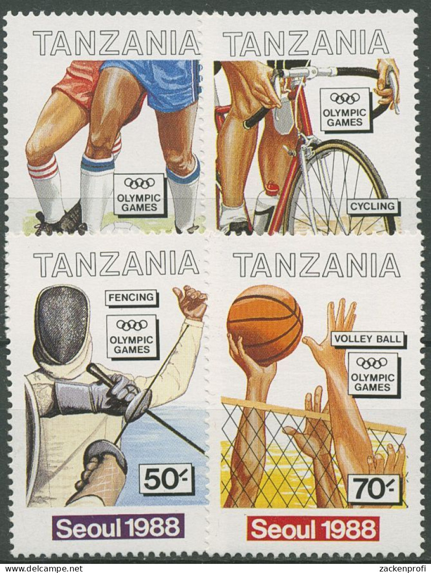 Tansania 1988 Olympische Sommerspiele Seoul Basketball 471/74 Postfrisch - Tanzania (1964-...)