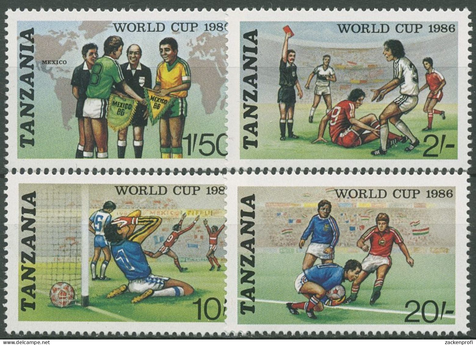 Tansania 1986 Fußball-WM In Mexiko 342/45 Postfrisch - Tanzania (1964-...)