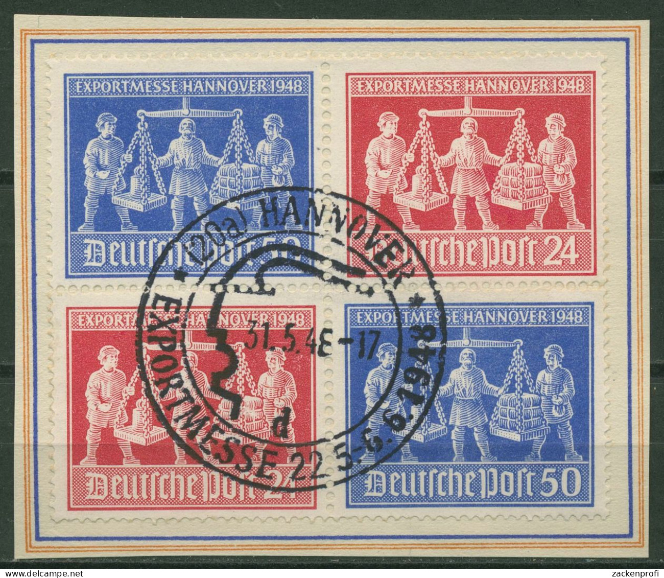 All. Besetzung 1948 Exportmesse Hannover Zusammendruck V Zd 1 Briefstück - Used