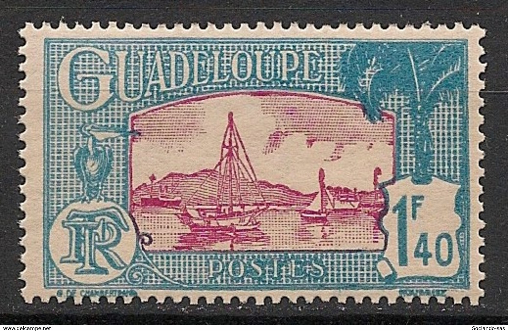 GUADELOUPE - 1939 - N°YT. 154 - Pointe à Pitre 1f40 - Neuf Luxe ** / MNH / Postfrisch - Unused Stamps