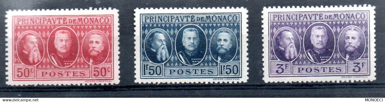 MONACO -- MONTE CARLO -- 3 Timbres -- Portraits Des Princes Charles III, Louis II Et Albert 1er - Neufs