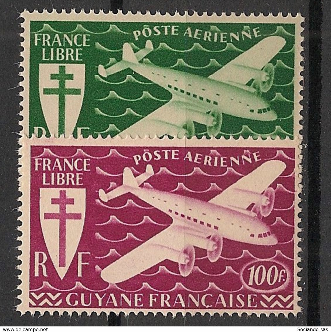 GUYANE - 1945 - Poste Aérienne PA N°YT. 26 à 27 - Série De Londres - Neuf Luxe ** / MNH / Postfrisch - Ongebruikt