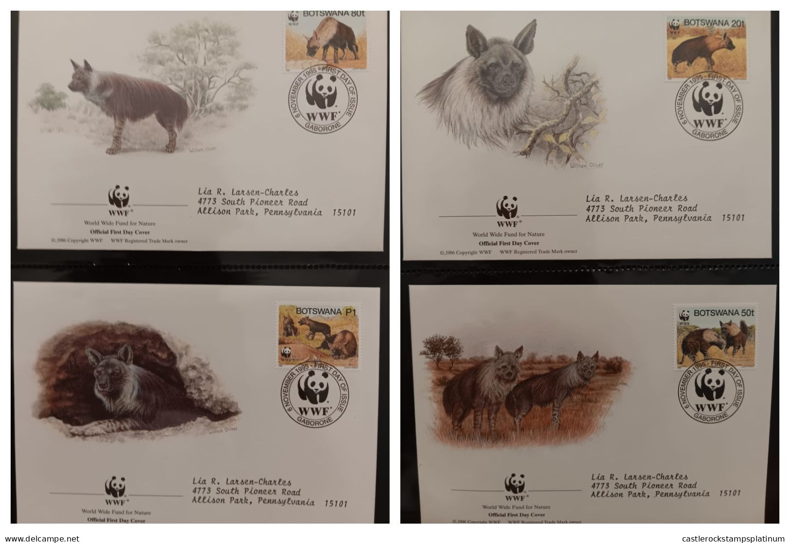 O) 1995 BOSTWANA, WWF - WORLD WILDLIFE FUND, HYAENA BRUNEA, FDC XF - Botswana (1966-...)