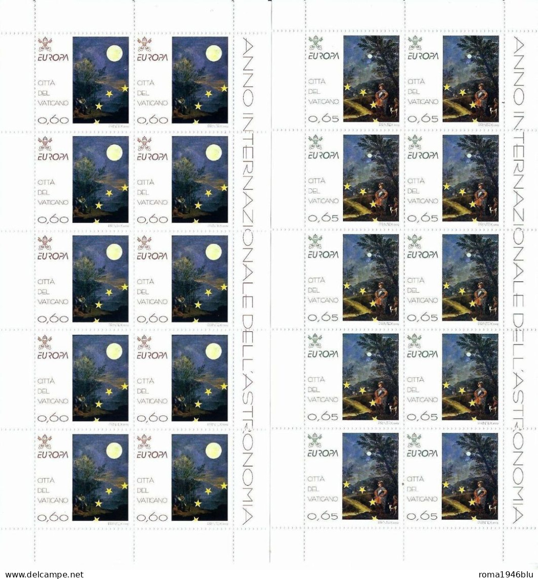 VATICANO 2009 EUROPA ANNO INTERNAZIONALE  DELL'ASTRONOMIA 2 MINIFOGLI ** MNH - Blocks & Kleinbögen