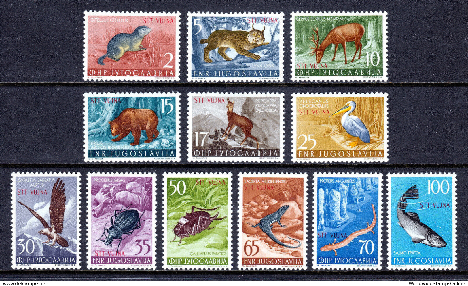 YUGOSLAVIA (TRIESTE ZONE B) — SCOTT 93-104 — 1954 ANIMALS SET — MH — SCV $57 - Ungebraucht