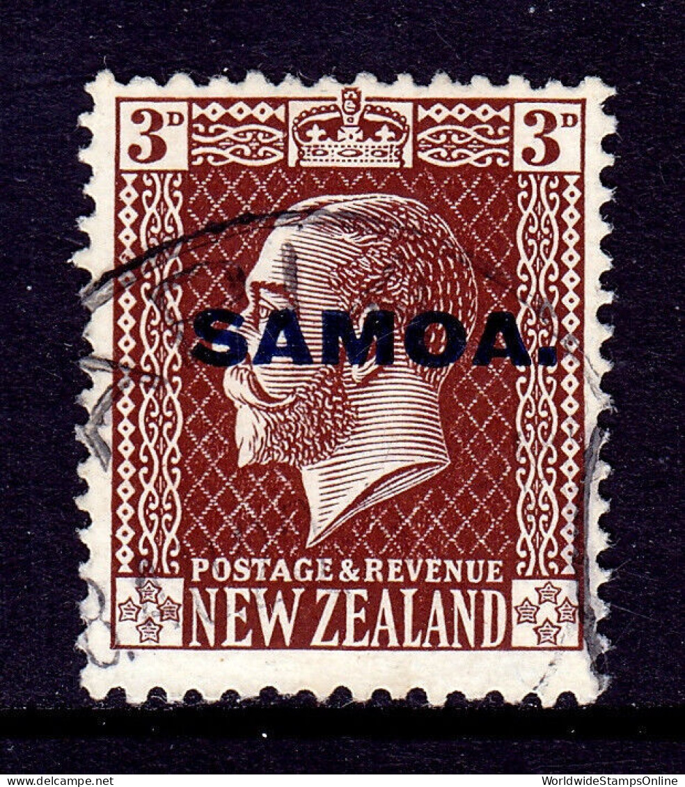SAMOA — SCOTT 131 — 1919 3d CHOCOLATE KGV, TYPOGRAPHED — USED —SCV $22 - Samoa