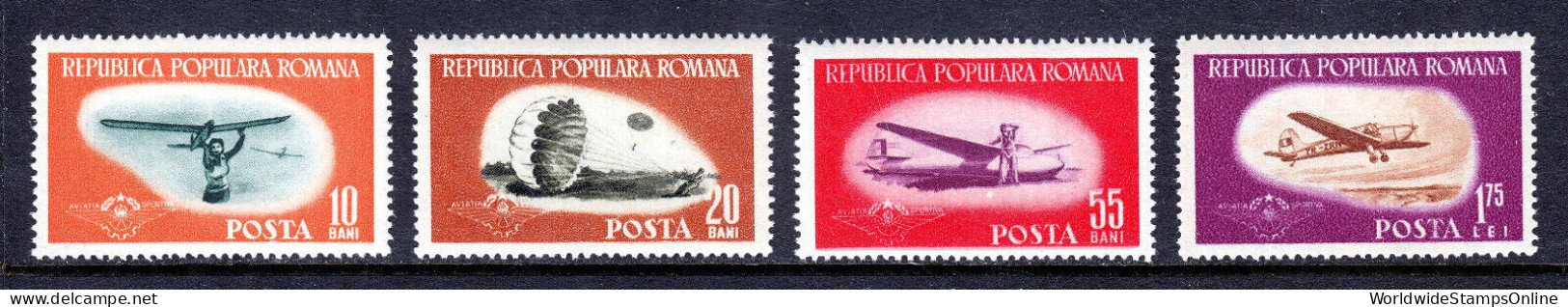 ROMANIA — SCOTT 970-973 — 1953 CIVIL AVIATION SET — MNH — SCV $30 - Ungebraucht