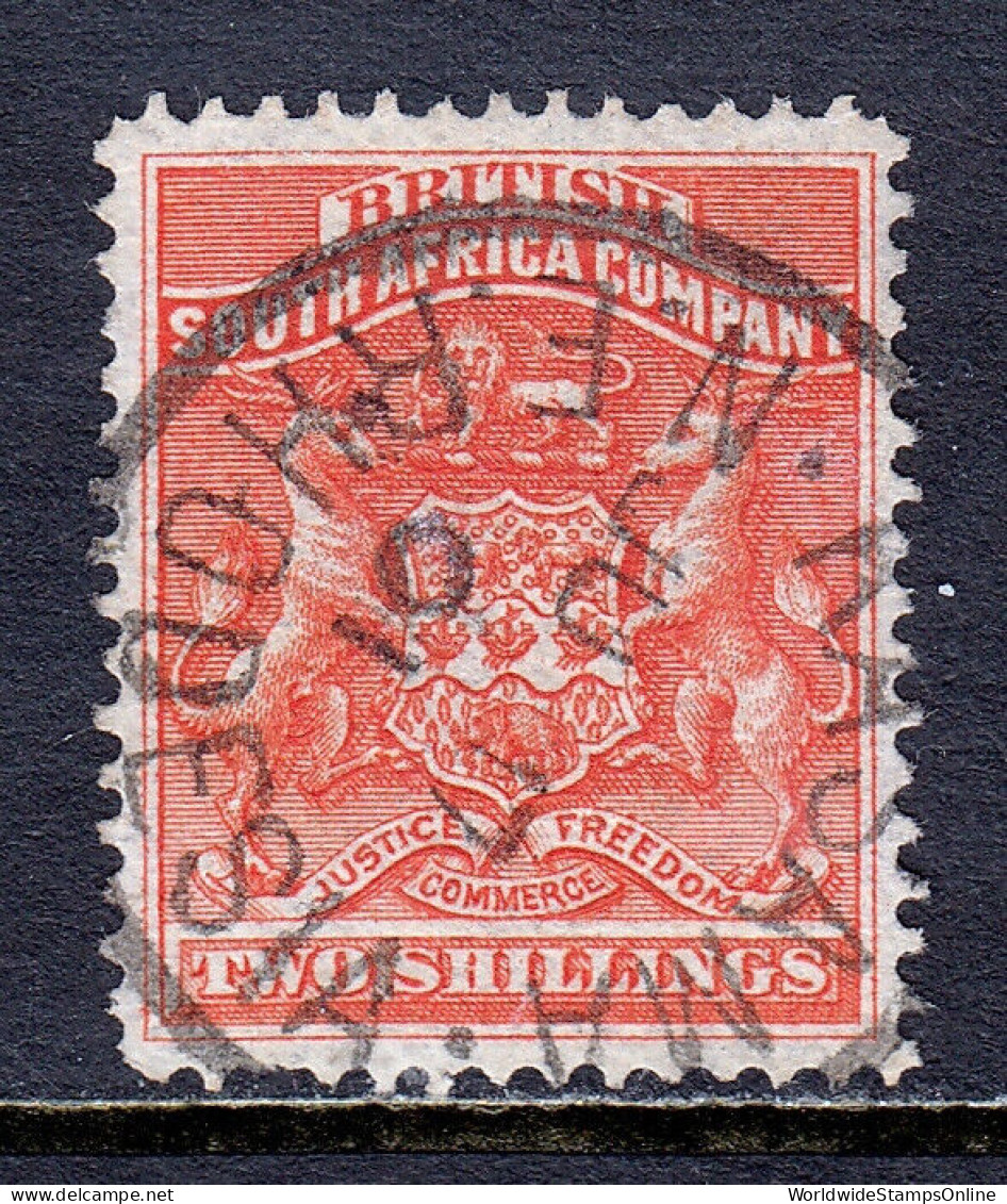 RHODESIA — SCOTT 10 — 1890 2/- VERMILION ARMS, KASAMA CDS — USED — SCV $38 - Rhodésie Du Nord (...-1963)