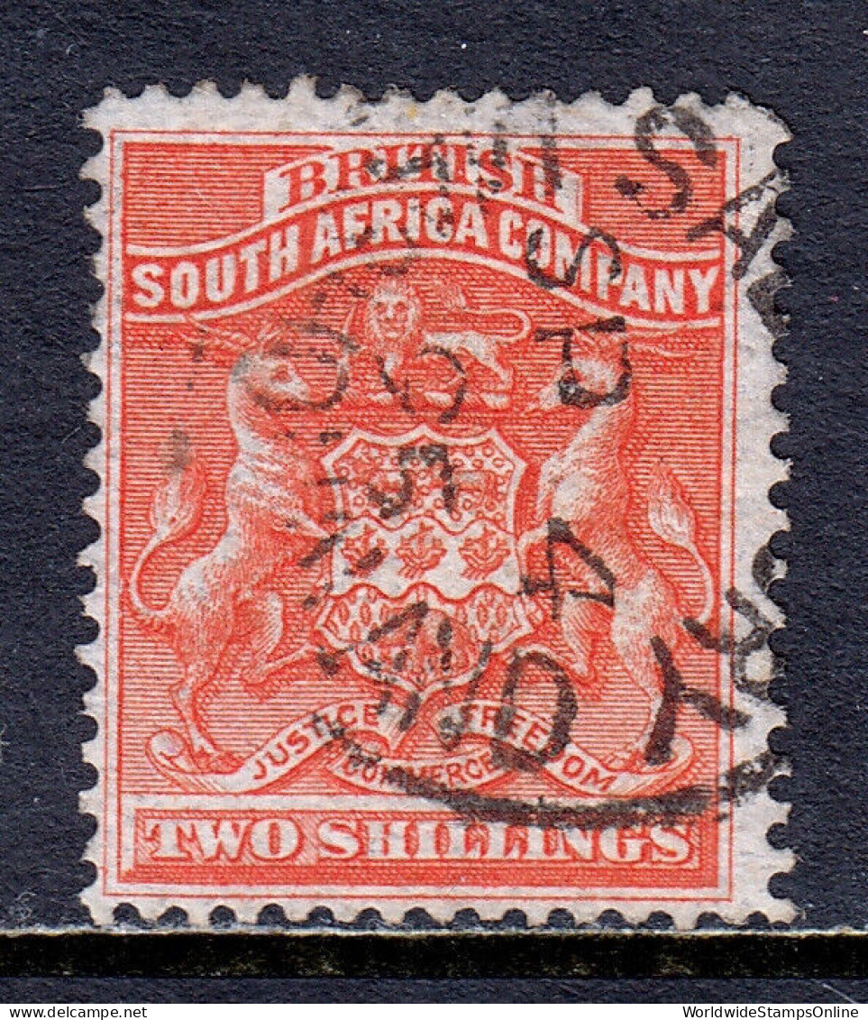 RHODESIA — SCOTT 10 — 1890 2/- VERMILION ARMS — USED — SCV $38 - Nordrhodesien (...-1963)