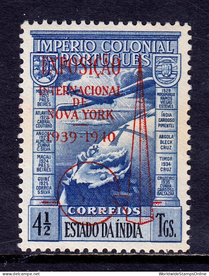 PORTUGUESE INDIA — SCOTT C4 (note) — 1938 WORLD'S FAIR OVPT. — MNH — SCV $125 - India Portoghese