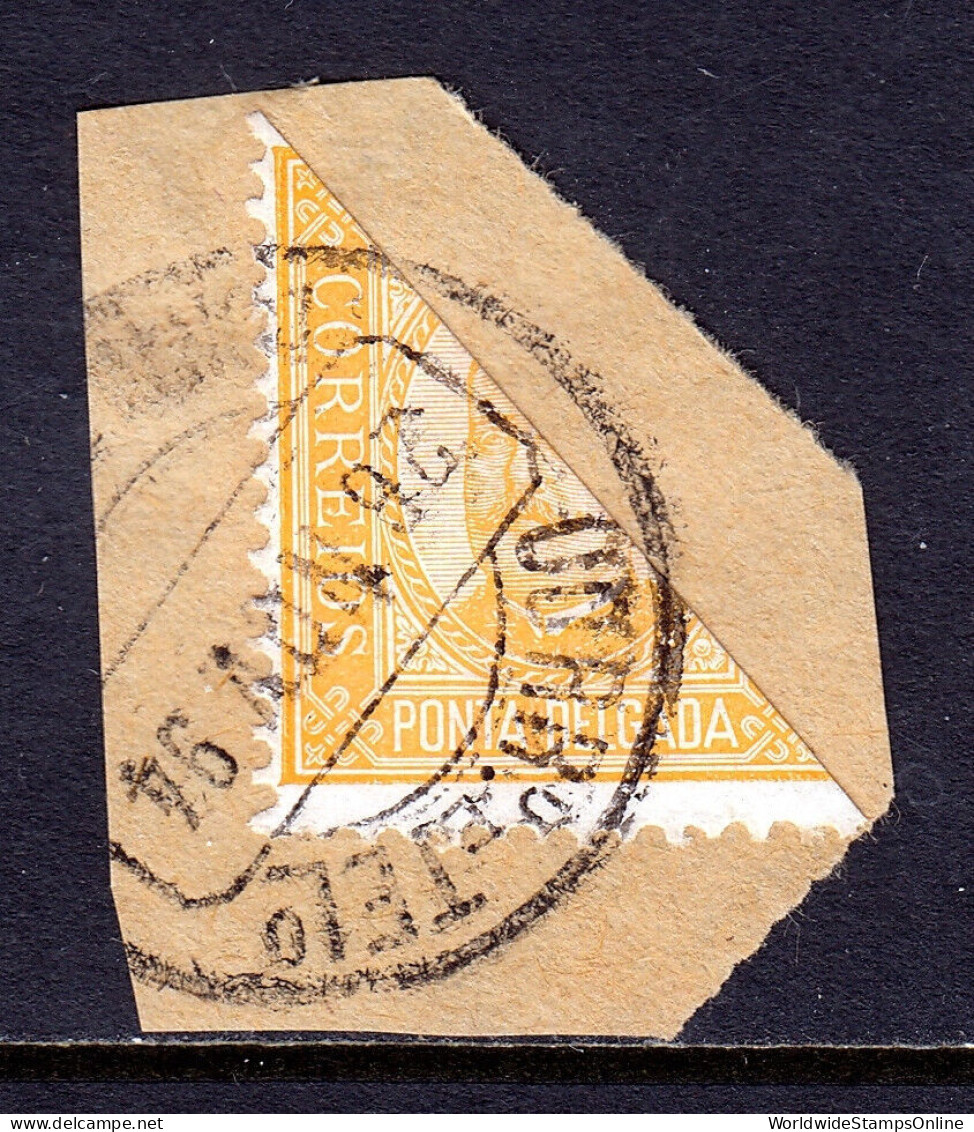 PONTA DELGADA — SCOTT 1c — 1892 5r BISECT USED AS 2½r ON PIECE — USED — SCV $17 - Ponta Delgada