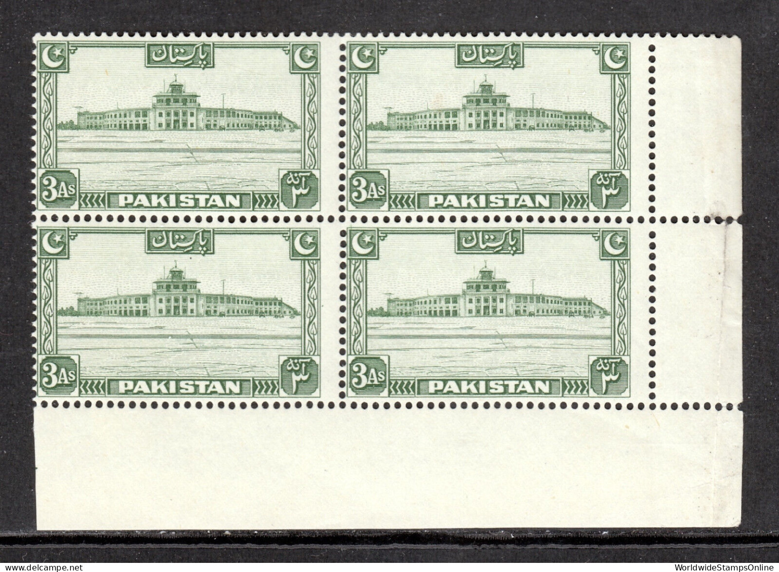 PAKISTAN — SCOTT 31 — 1948 3a KARACHI AIRPORT — BLK/4 — MH/MNH — SCV $32 - Pakistan