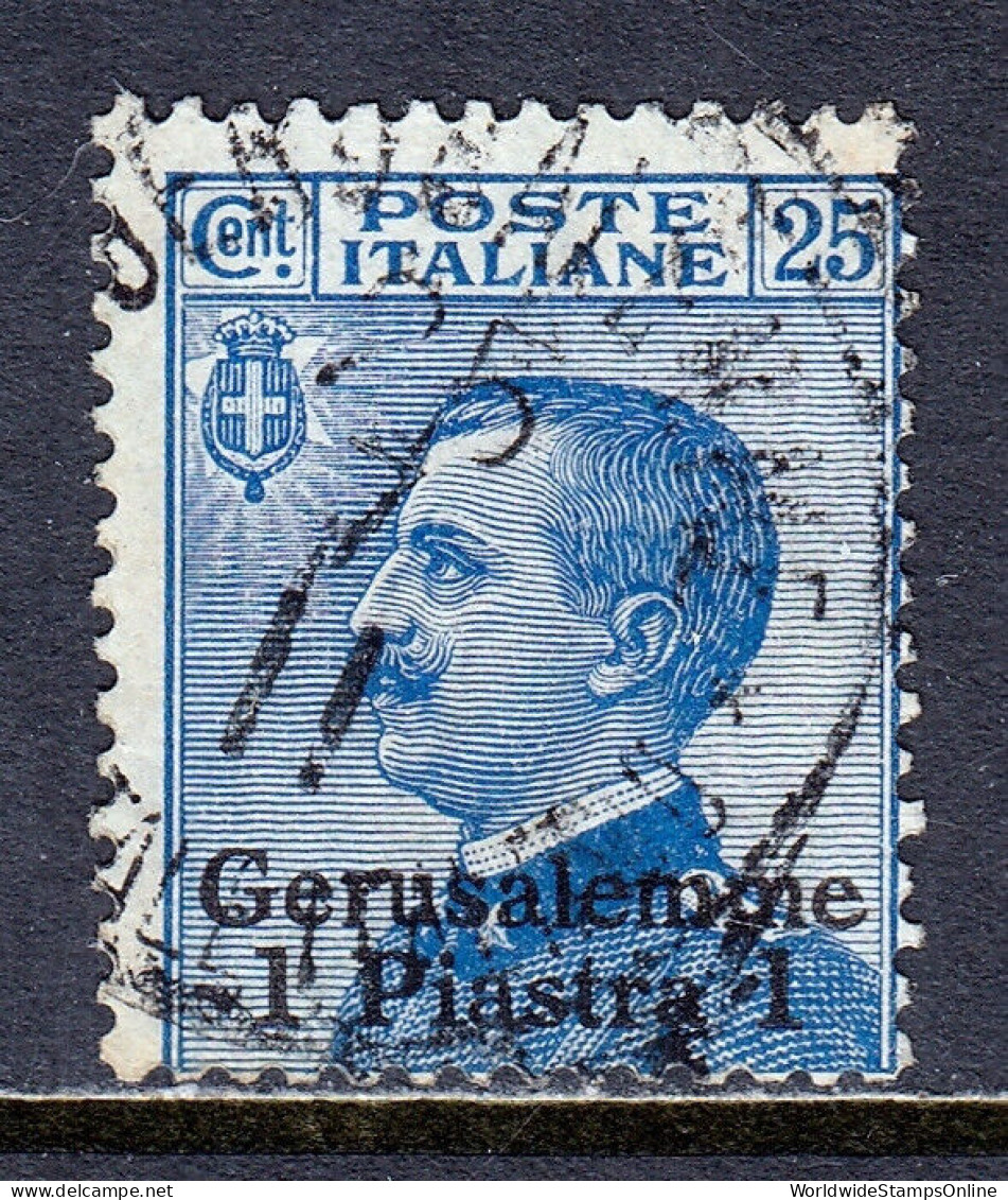 ITALY (OFFICES IN JERUSALEM) — SCOTT 4 — 1909 1pi ON 25c SURCH. — USED — SCV $20 - Unclassified