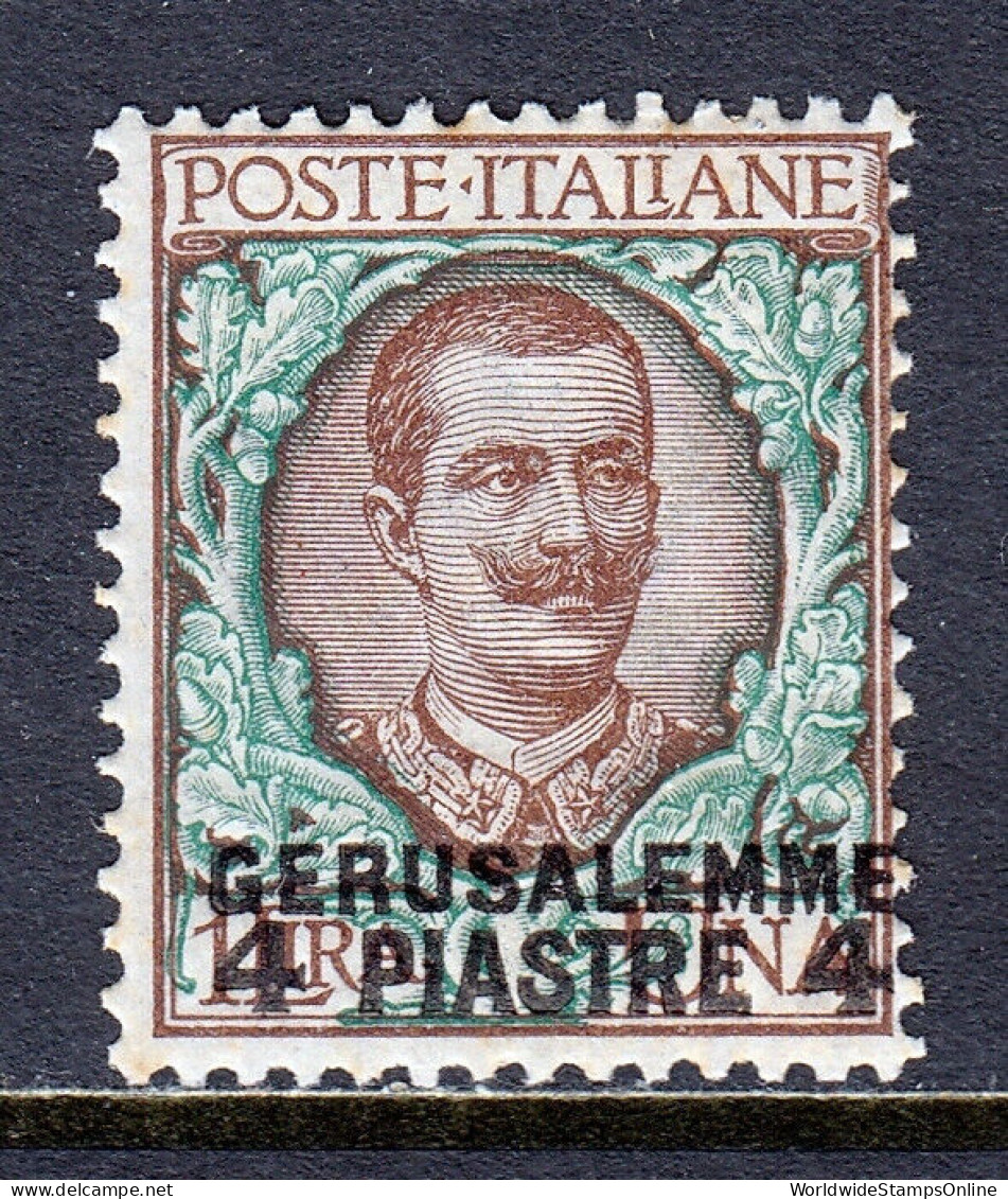 ITALY (OFFICES IN JERUSALEM) — SCOTT 6 — 1909 4pi ON 1L SURCH. — MH — SCV $35 - Unclassified