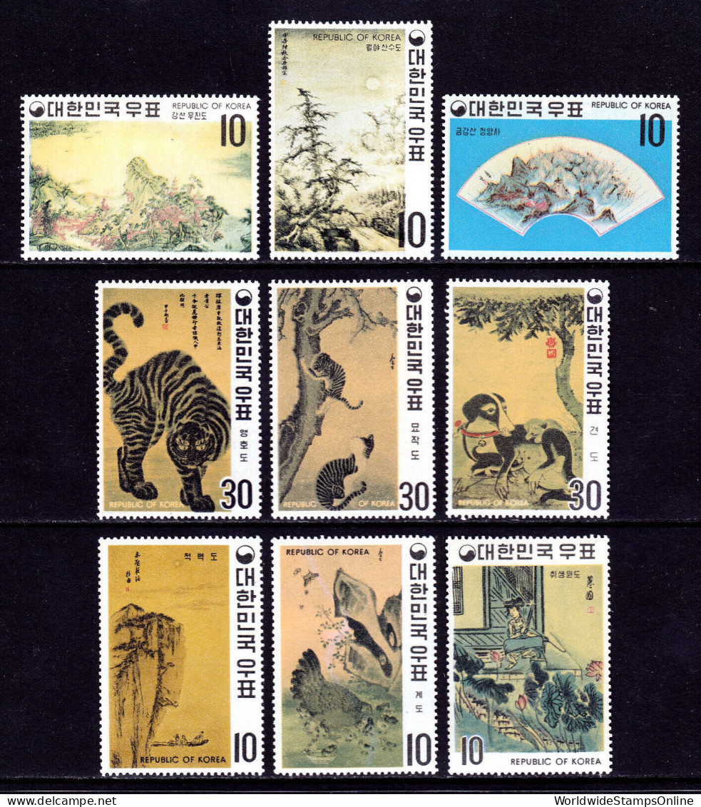 KOREA — SCOTT 715-723 — 1970 PAINTINGS SET — MH — SCV $46 - Korea (Zuid)