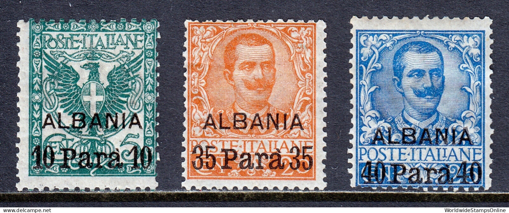 ITALY (OFFICES IN ALBANIA) — SCOTT 1-3 — 1903 OVERPRINT SET — MH — SCV $26 - Albania