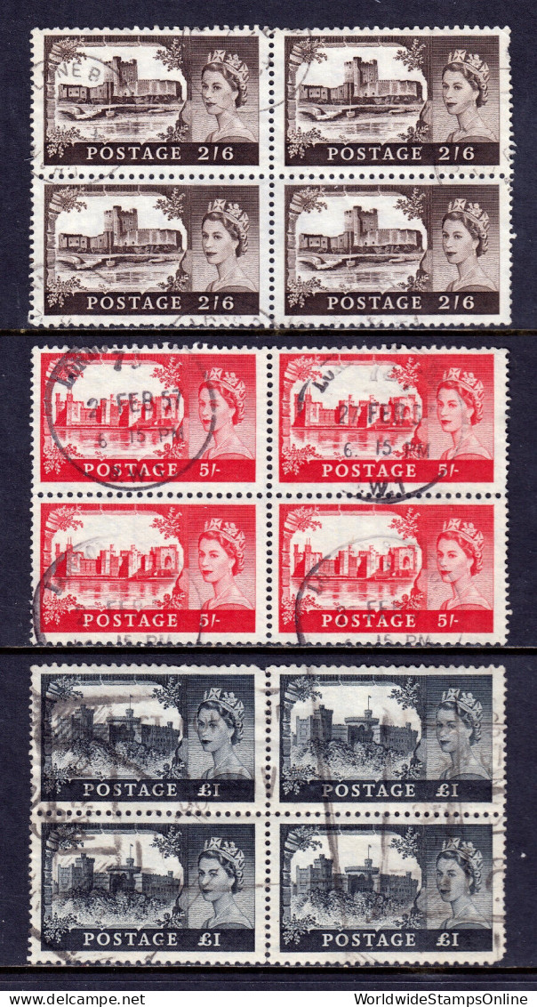 GREAT BRITAIN — SCOTT 309/312 — 1955 QEII WINDSOR CASTLE — USED BLK/4 — SCV $160 - Used Stamps