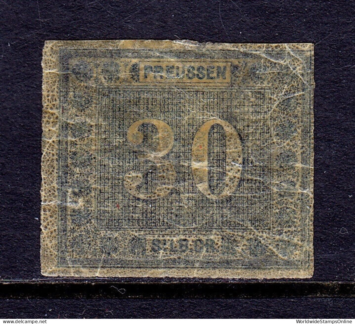 GERMANY (PRUSSIA) — SCOTT 22 — 1866 30sg BLUE NUMERAL — MH — SCV $110 - Ungebraucht