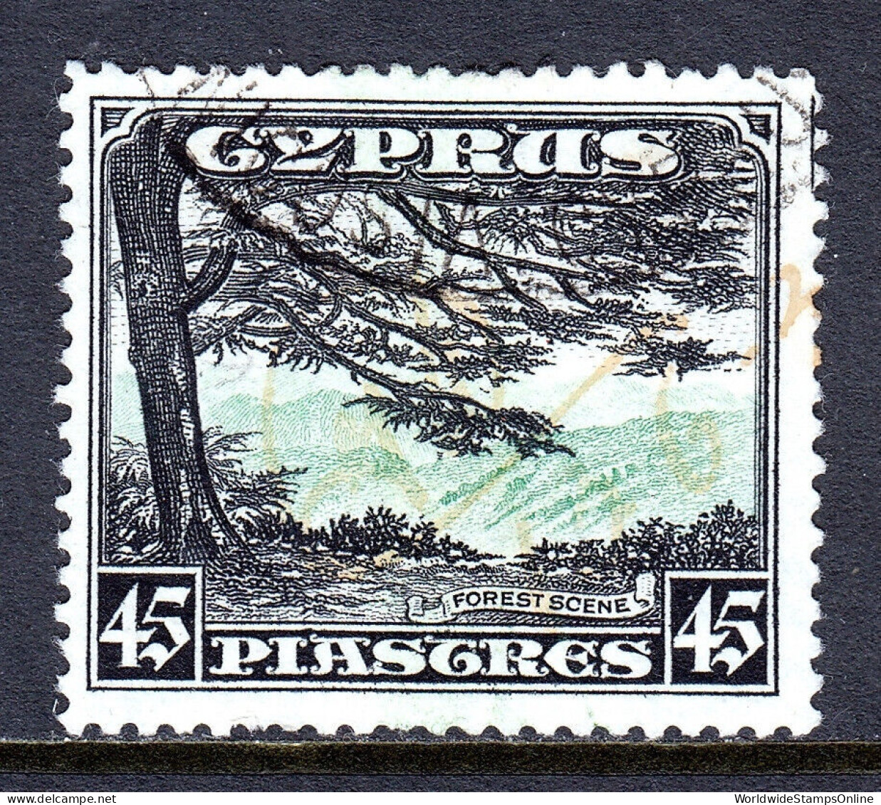 CYPRUS — SCOTT 135 — 1934 45pi KGV PICTORIAL ISSUE— USED — SCV $85 - Zypern (...-1960)