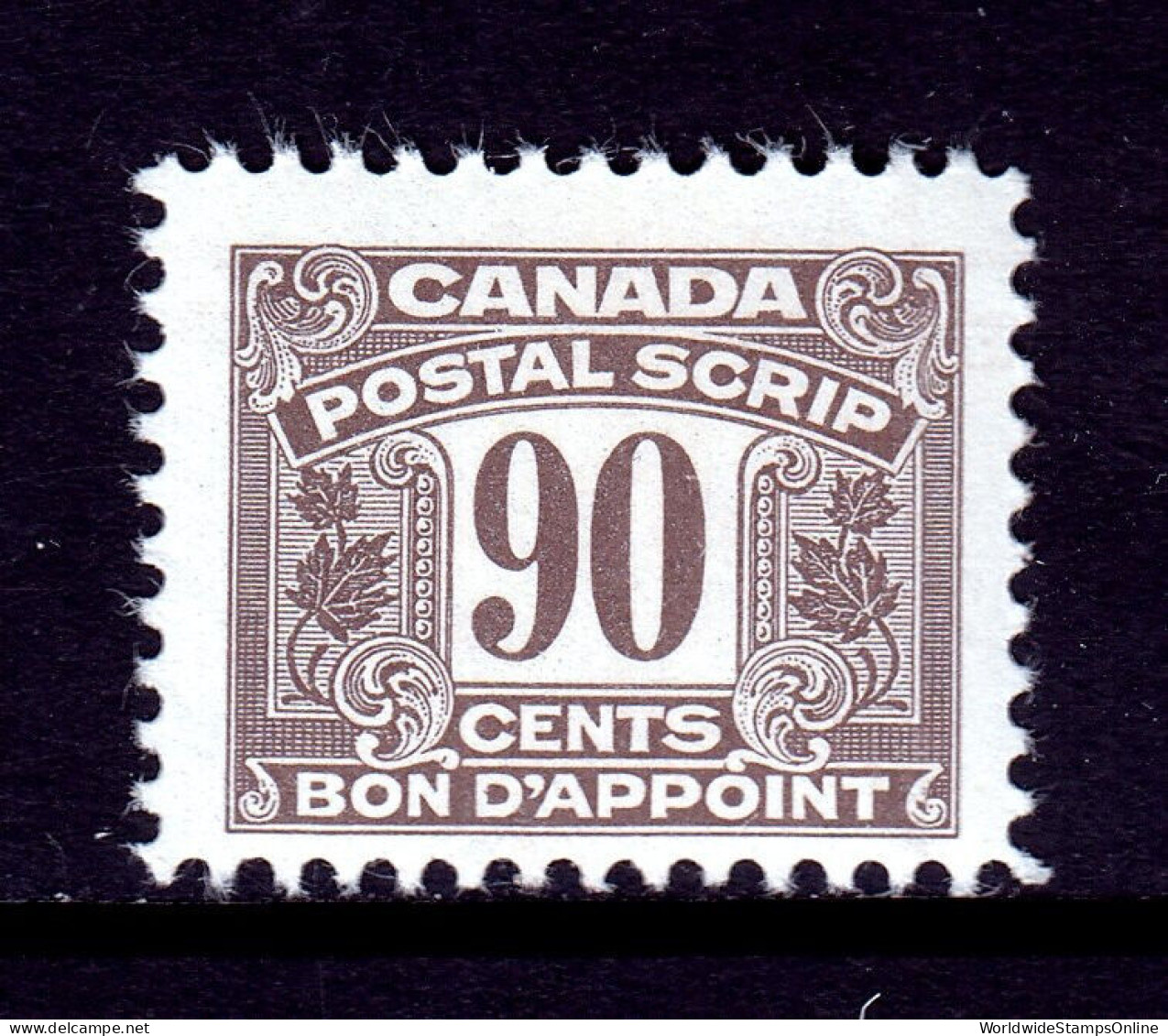 CANADA — VAN DAM FPS58 — 90¢ THIRD ISSUE POSTAL SCRIPT — MNH — CV $37 - Revenues