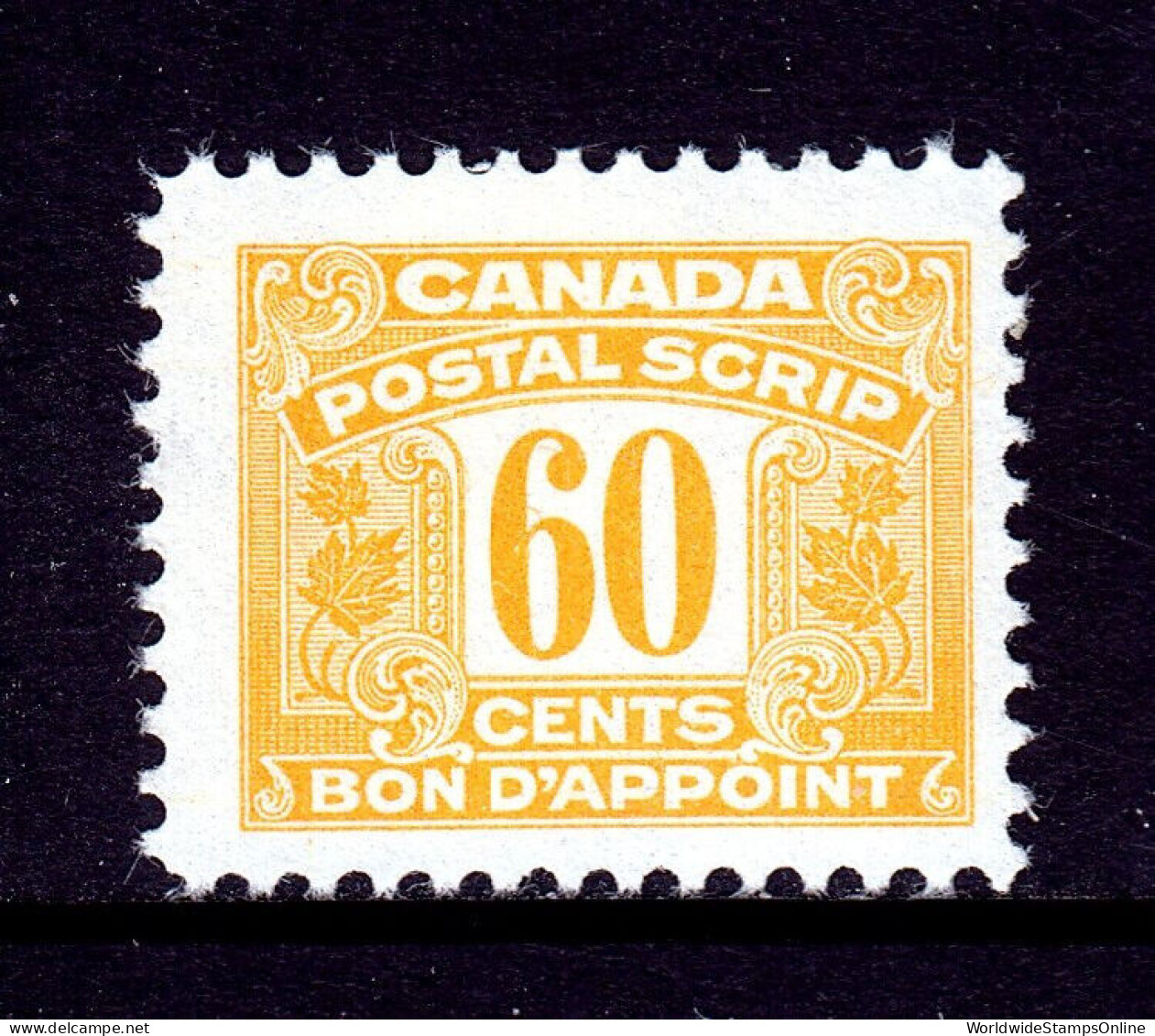 CANADA — VAN DAM FPS55 — 60¢ THIRD ISSUE POSTAL SCRIPT — MNH — CV $31 - Revenues