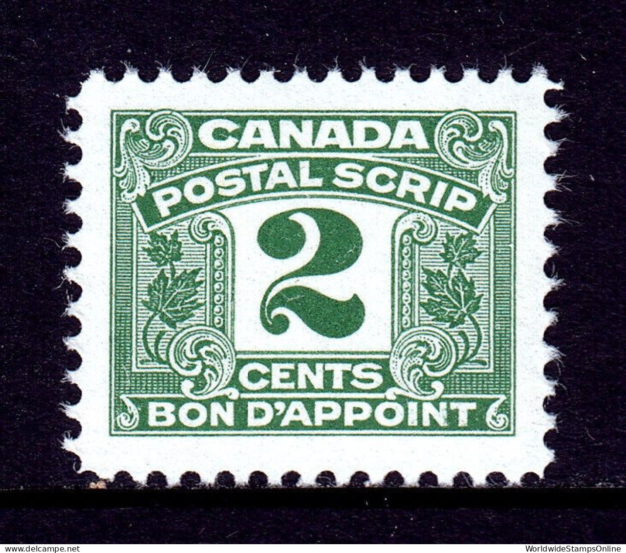 CANADA — VAN DAM FPS42 — 2¢ THIRD ISSUE POSTAL SCRIPT — MNH — CV $31 - Revenues