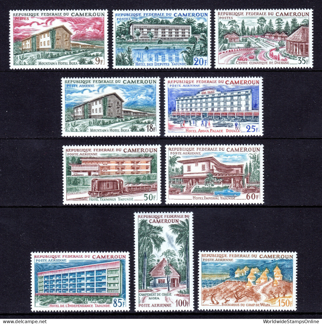 CAMEROUN — SCOTT 432-434, C63-C69 — 1966 ARCHITECTURE SET — MNH — SCV $15 - Camerún (1960-...)