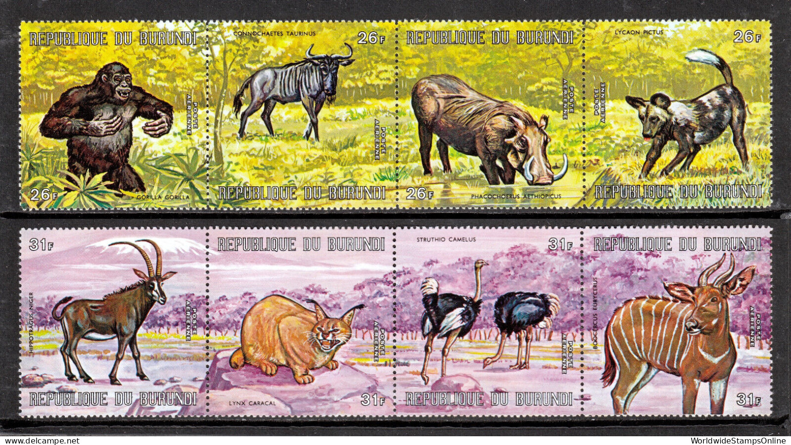 BURUNDI — SCOTT C146-C151 — 1971 FAUNA AIRMAIL SET — MNH — SCV $68 - Luftpost