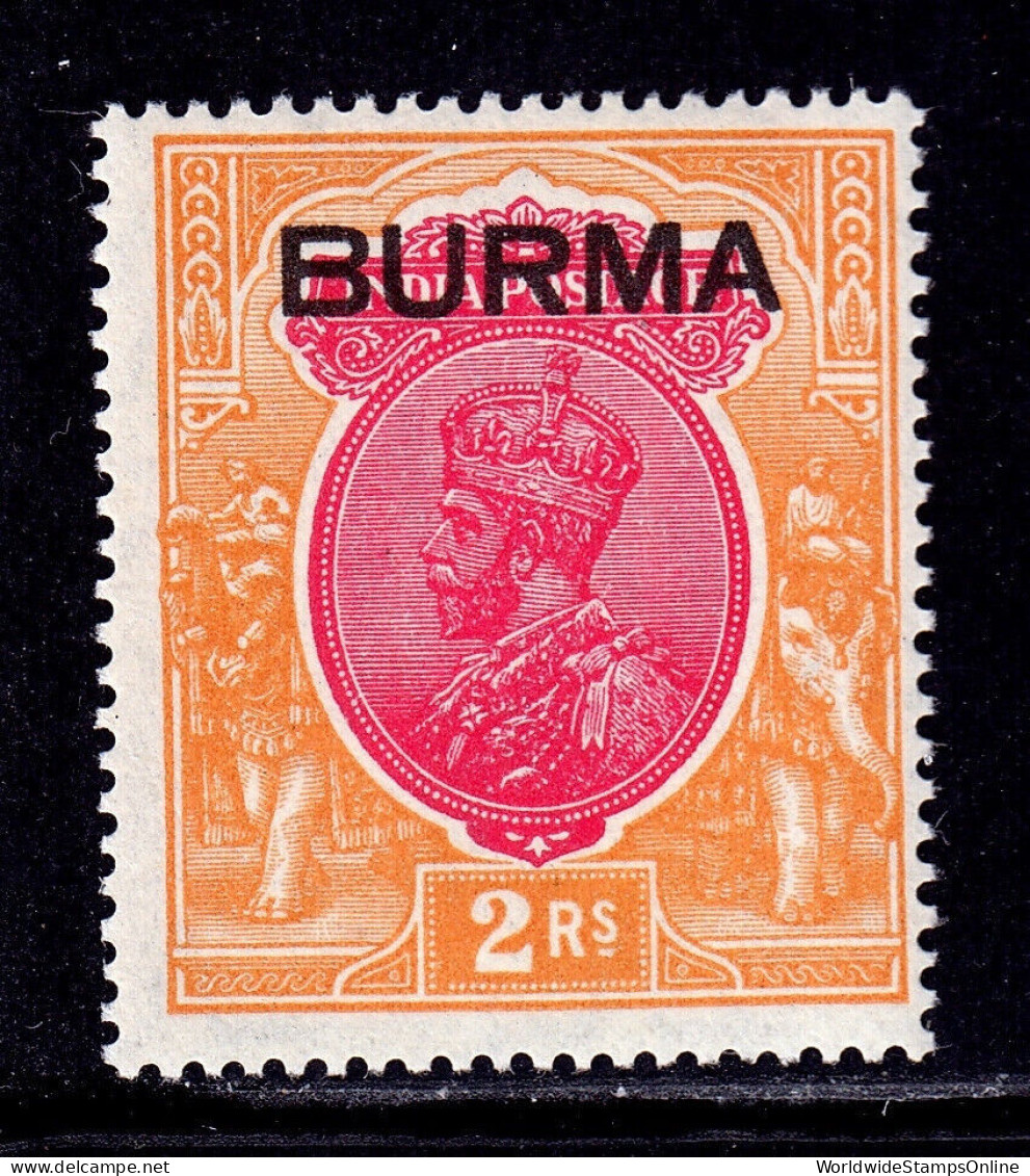 BURMA — SCOTT 14 — 1937 KGV 2r ISSUE — MH — SCV $29 - Burma (...-1947)