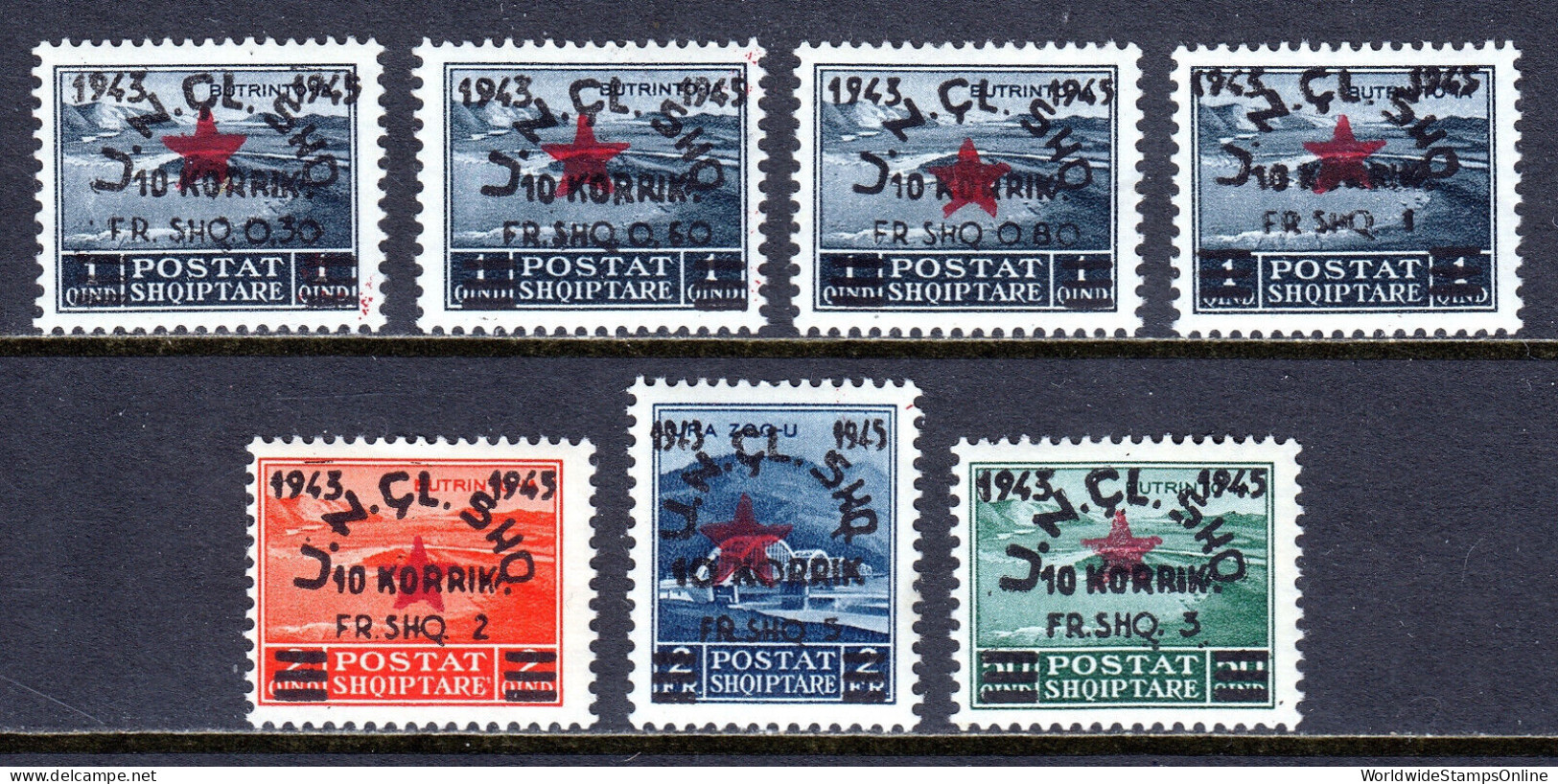 ALBANIA — SCOTT 354-260 — 1945 ALBANIAN NATIONAL ARMY OVERPRINTS — MH — SCV $37 - Albania