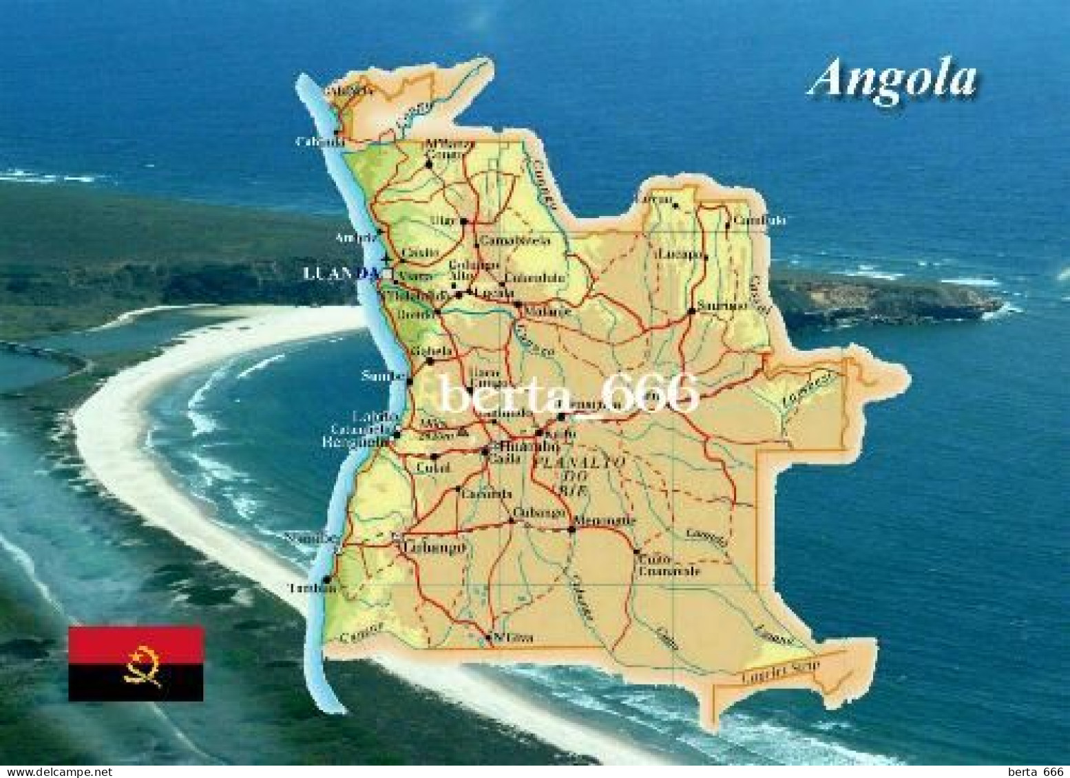 Angola Country Map New Postcard * Carte Geographique * Landkarte - Angola