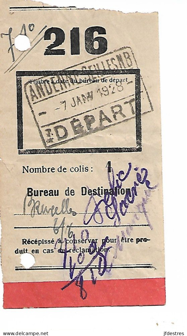 Chemins de fer belges et Nord belge. Lettres de voiture, bordereau expédition et récépissés 1928-1930