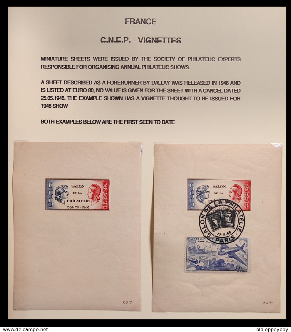 VIGNETTE FRANCE 1946: 2 X Feuillet-Souvenir CNEP Y&T 1 MNH** & USED Oblitéré Salon De La Philatélie ET AUTRES NOUVEAUTÉS - CNEP