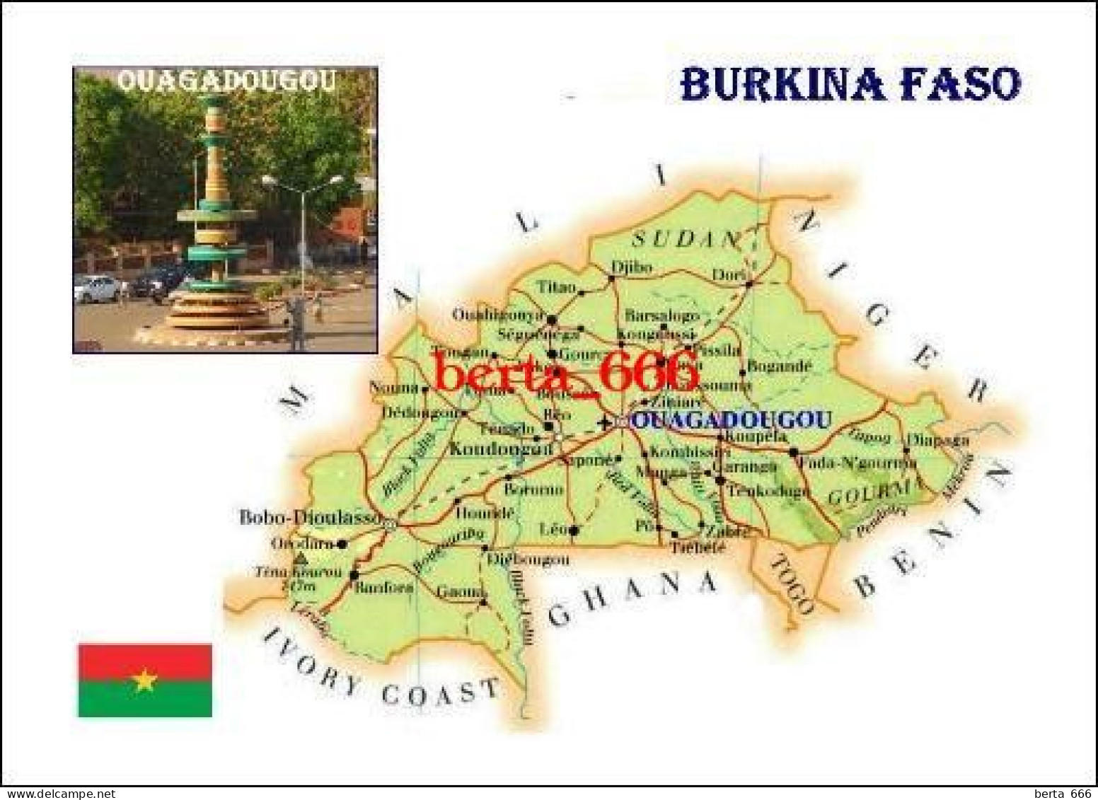Burkina Faso Country Map New Postcard * Carte Geographique * Landkarte - Burkina Faso